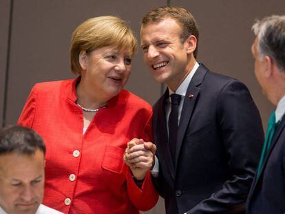 Merkel y Macron, durante la cumbre europea de la semana pasada en Bruselas.