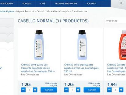 Una captura de pantalla del sitio web de supermercados Carrefour donde se pueden comprar productos de aseo personal.
