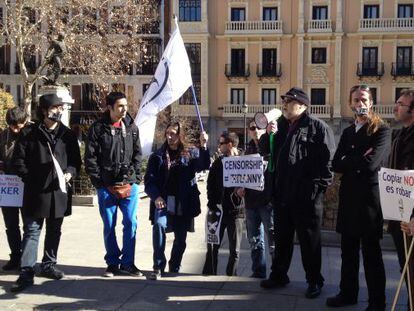 Protestas en la Plaza del Rey de Madrid. 