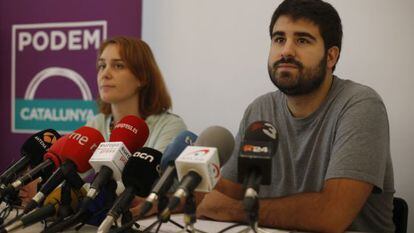 Marc Bertomeu y Jéssica Albiach, en una comparecencia en Barcelona.