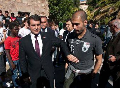 Joan Laporta y Pep Guardiola, en la conmemoración de los 30 años de la Masia.