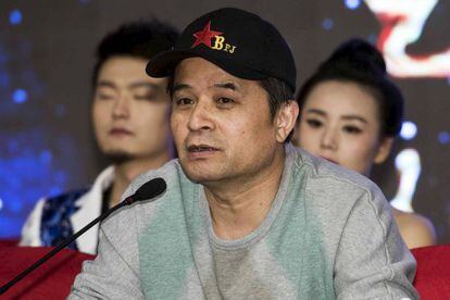 El presentador de CCTV Bi Fujian, en una rueda de prensa en Pekín en 2013.