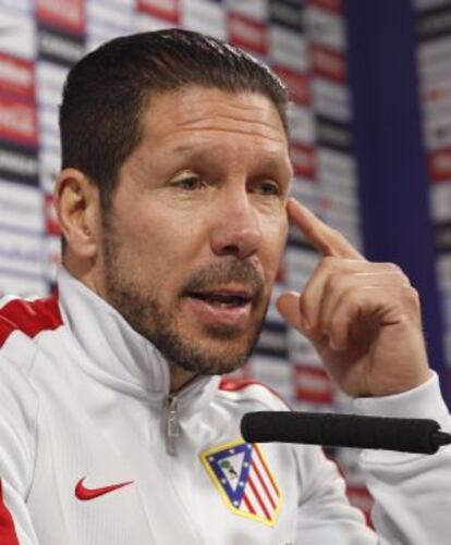 Simeone, en la rueda de prensa.