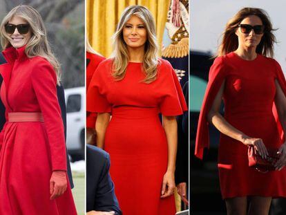 De izquierda a derecha: Melania Trump el 3 de marzo, el 28 y el 3 de febrero.