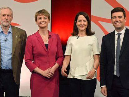 De izquierda a derecha, Jeremy Corbyn, Yvette Cooper, Liz Kendall y Andy Burnham.