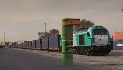 El primer tren de mercancías directo desde China a su llegada a Madrid, en diciembre.
