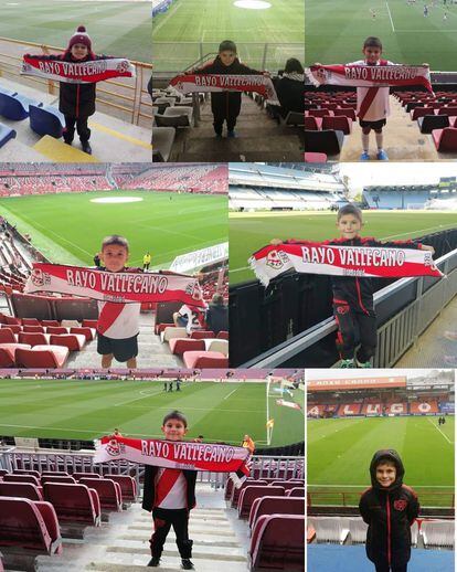 Manu Rodríguez is nine years old, lives in Fene (a small town in A Coruña) and passionately follows the victories and defeats of Rayo Vallecano.  In the picture, Manu cheers in different Rayo games.