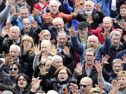 Concentración de pensionistas el pasado lunes en Bilbao.