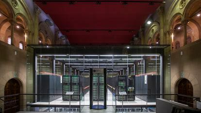 El superordenador MareNostrum, ubicado en las instalaciones del Barcelona Supercomputing Center - Centro Nacional de Supercomputación (BSC-CNS).