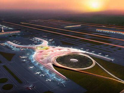 Maqueta del nuevo aeropuerto internacional Ciudad de México.