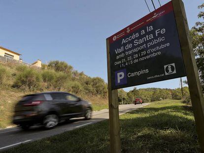 Acceso por carretera al Valle de Santa Fe, en el Montseny.