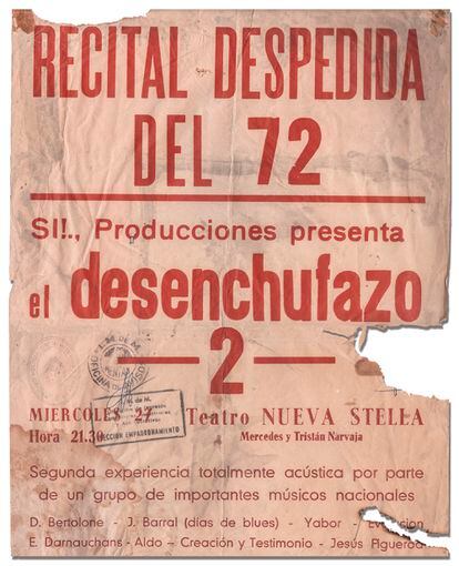 Cartel del concierto 'El Desenchufazo' celebrado en Montevideo en 1972