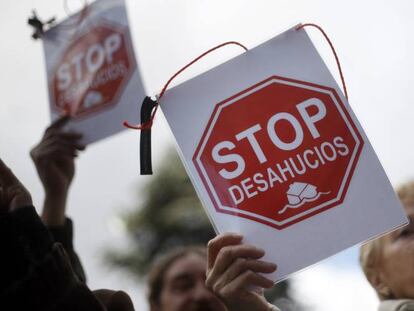 Manifestación de una plataforma contra los desahucios.
