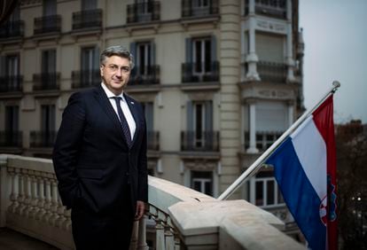Andrej Plenkovic, this Wednesday at the Croatian Embassy in Madrid.