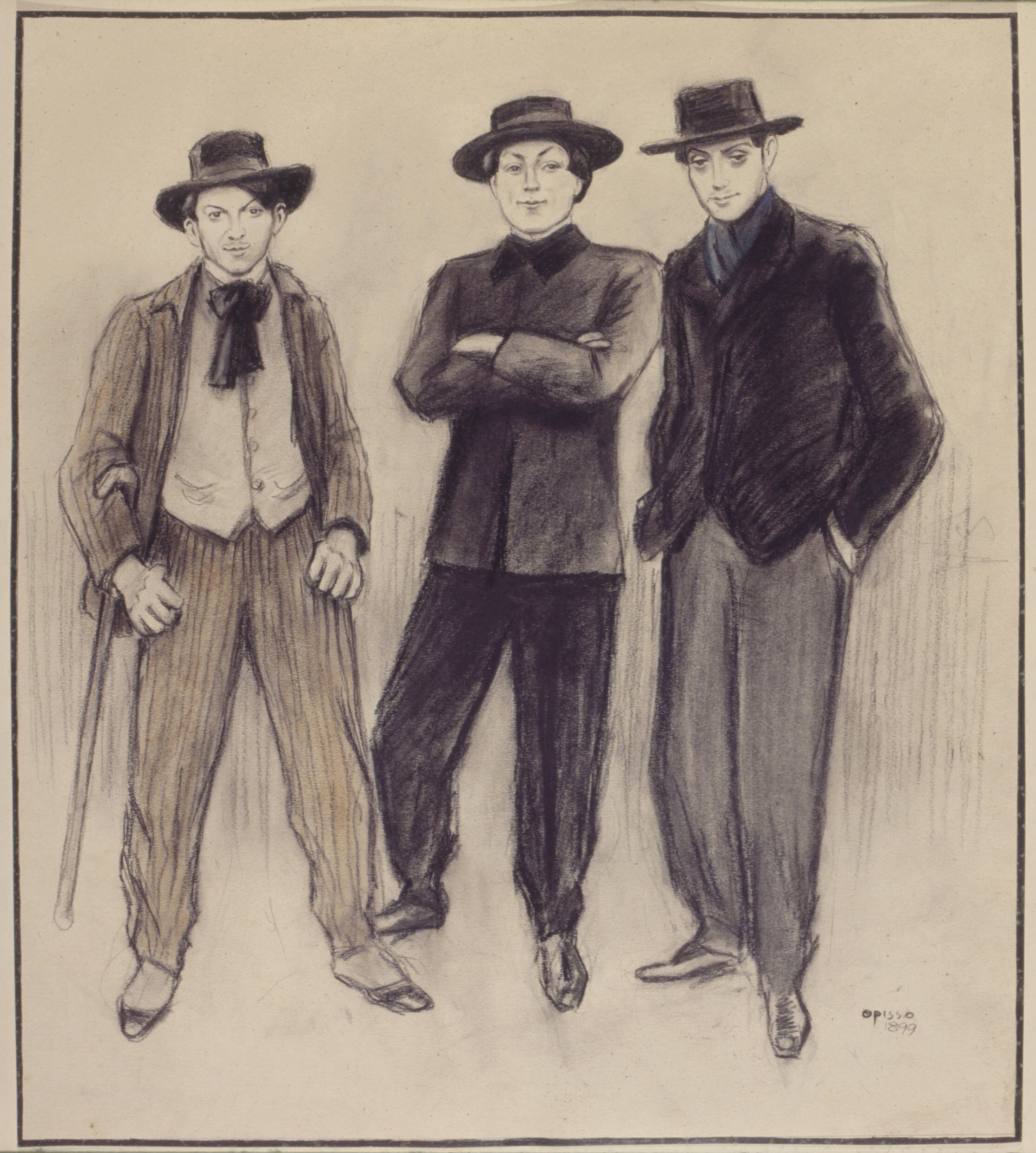 Picasso, Nonell i Vallmitjana (1899), per Ricard Opisso. Cedida per la Fundació Palau.