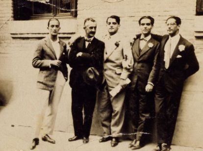 Dalí, José Moreno Villa, Buñuel, Lorca y José Antonio Rubio, en Madrid en mayo de 1926.