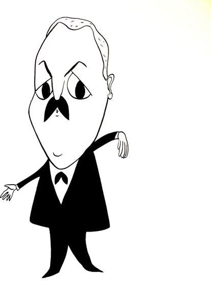 Ilustración de Miguel Rep sobre Daniel Rabinovich, de Les Luthiers.
