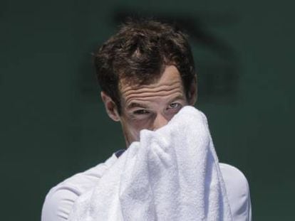 Andy Murray, durante un entrenamiento en Wimbledon.