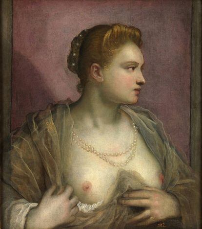 ‘Dama descubriendo el seno’, de Domenico Tintoretto.