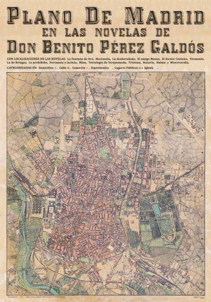 Plano del Madrid de Benito Pérez Galdós.