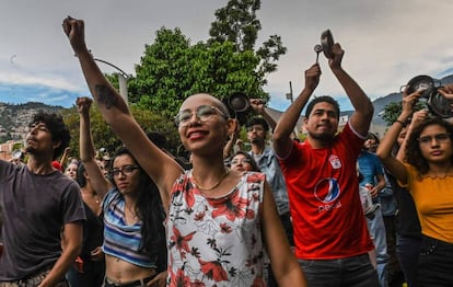 Una de las protestas contra Duque, en Medellín.