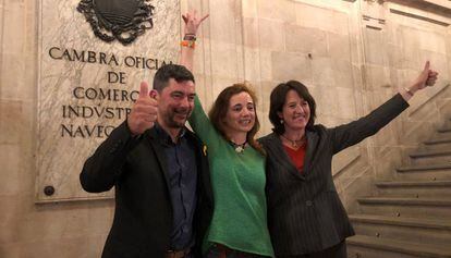Joan Canadell, Montse Soler y Elisenda Paluzie, impulsores de la candidatura Eines de País, el pasado miércoles. 