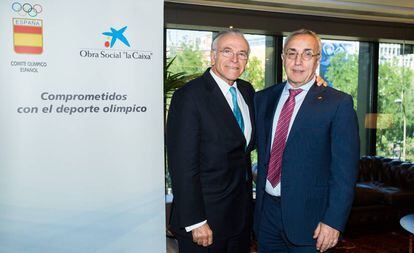 Isidro Fain&eacute;, presidente de la Fundaci&oacute;n Bancaria la Caixa (i) junto a Alejandro Blanco, presidente del COE.