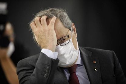 El entonces presidente de la Generalitat, Quim Torra, horas antes de que el Tribunal Supremo confirmara su inhabilitación, el pasado 28 de septiembre.