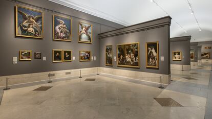 Sala 40 del Museo del Prado con las obras copiadas de grandes artistas.