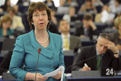 Catherine Ashton, durante su intervención en el Parlamento Europeo.