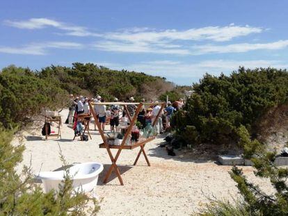 Lugar donde se celebraba el enlace, en Es Trenc (Mallorca).