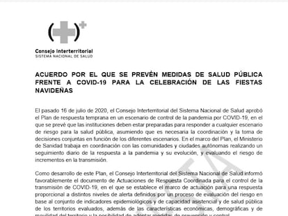 Consulte el documento con la propuesta de Sanidad para la Navidad