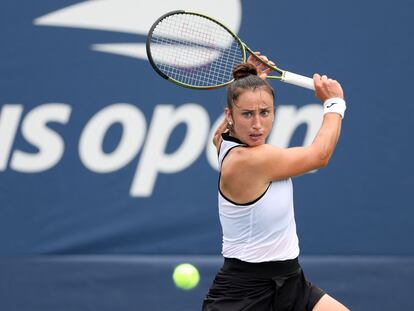 Sara Sorribes, el lunes durante el partido frente a Kalinina en Nueva York.