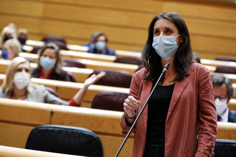 La ministra de Igualdad, Irene Montero, interviene la semana pasada en el Senado.