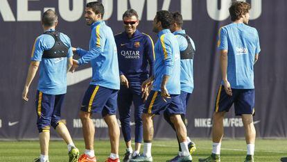 Luis Enrique, en el entrenamiento de este viernes.