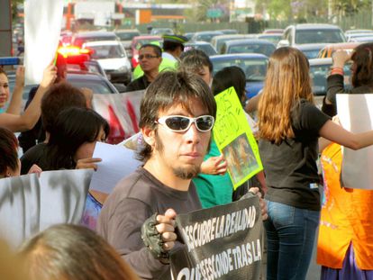 Jesse Monta&ntilde;o, en una protesta contra un circo en 2013.