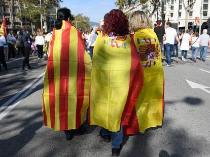 Manifestación organizada por la Sociedad civil catalana (SCC), en Barcelona, el pasado octubre. 