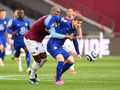 Werner se revuelve ante Ogbonna antes de convertir el 0-1.