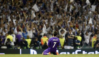 Cristiano Ronaldo festeja en Cardiff.