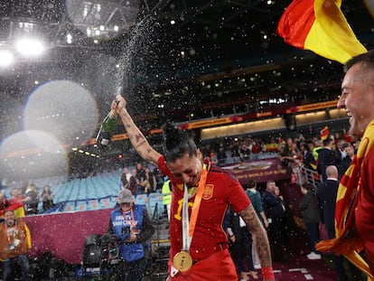 Jennifer Hermoso celebrando la victoria de la selección española en la Copa del Mundo.