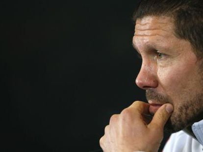 Simeone, en la rueda de prensa.