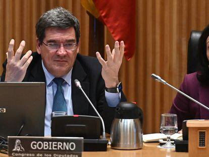 El ministro de Inclusión, Seguridad Social y Migraciones, José Luis Escrivá, en un imagen tomada el pasado jueves durante su comparecencia en la Comisión de Trabajo.