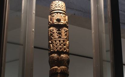 El ídolo de Pachacámac en el Museo de sitio arqueológico de la zona.