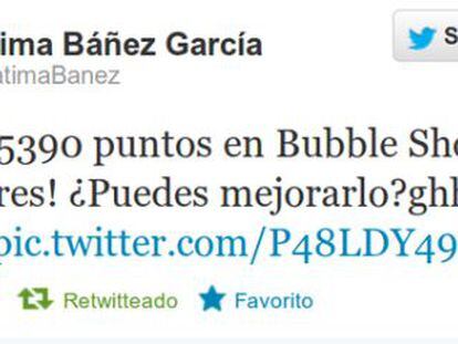Pantallazo del tuit aparecido en la cuenta de Fátima Báñez.