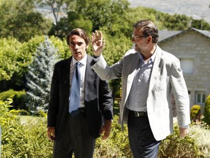 Aznar y Rajoy, este domingo en Guadarrama.