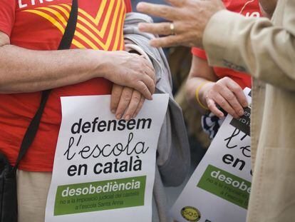 Manifestaci&oacute; a favor de l&#039;escola catalana a Matar&oacute;.