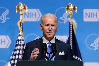 President Joe Biden speaks at the National Institutes of Health, Dec. 2.
