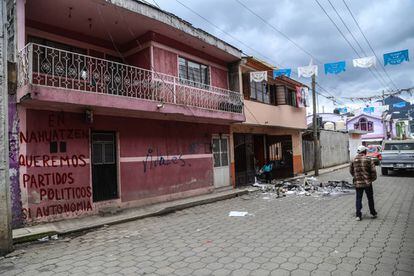 Una calle de Nahuatzen, en Michoacán, donde no se han instalado casillas.