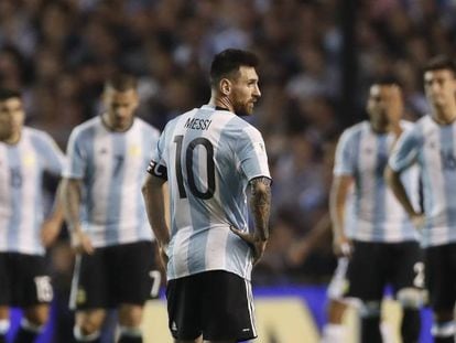 Messi, en el duelo frente a Per&uacute; en La Bombonera. 