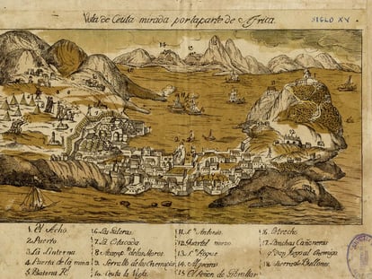 Grabado del cerco a la ciudad de Ceuta en 1790, de autor anónimo.
